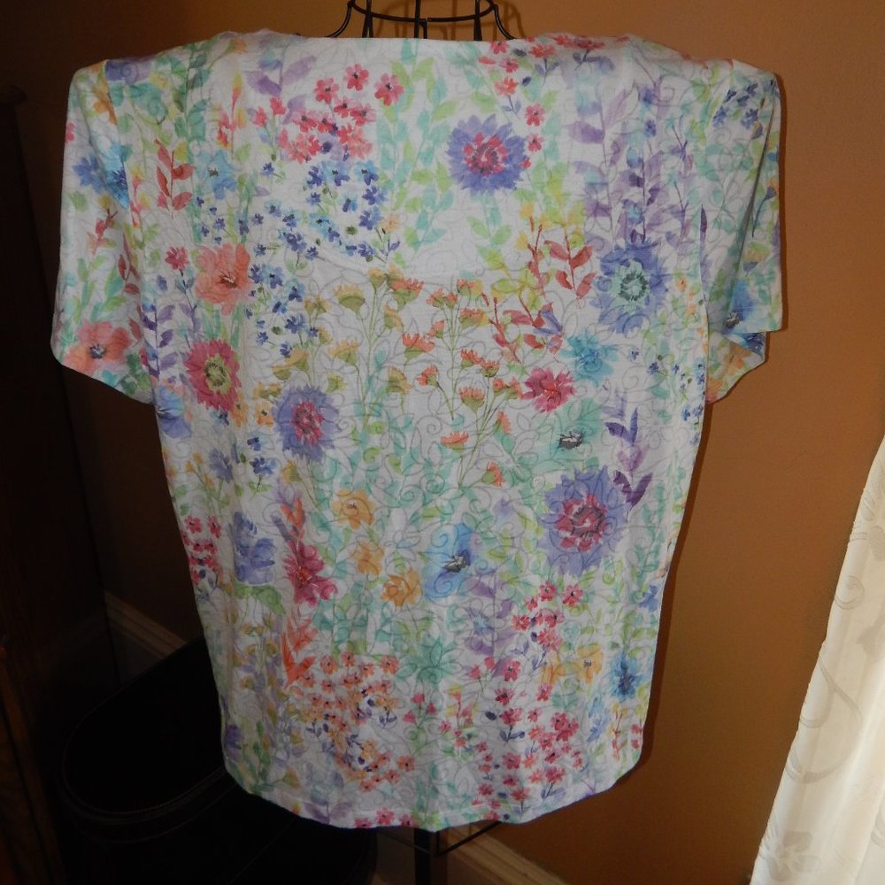 Ladies alfred dunner Short Sleeve blouse - Shirt - Top ~~ Size L - Picture 7 of 8